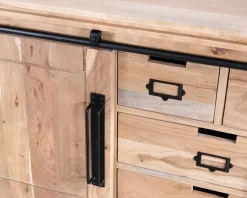 Meuble House Buffet bas industriel en bois d’acacia naturel et métal