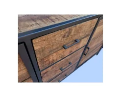 Meuble House Buffet bas industriel métal gris et bois de manguier massif "Vista" Outlet