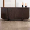 Meuble House Buffet bas 4 portes esprit japandi "Laumie" teinte foncée Outlet
