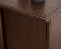 Meuble House Buffet bas 4 portes esprit japandi "Laumie" teinte foncée Outlet