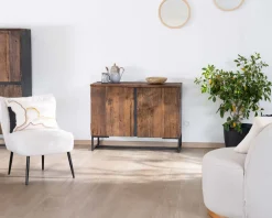 Meuble House Buffet bas 2 portes style industriel rétro acacia et métal noir 