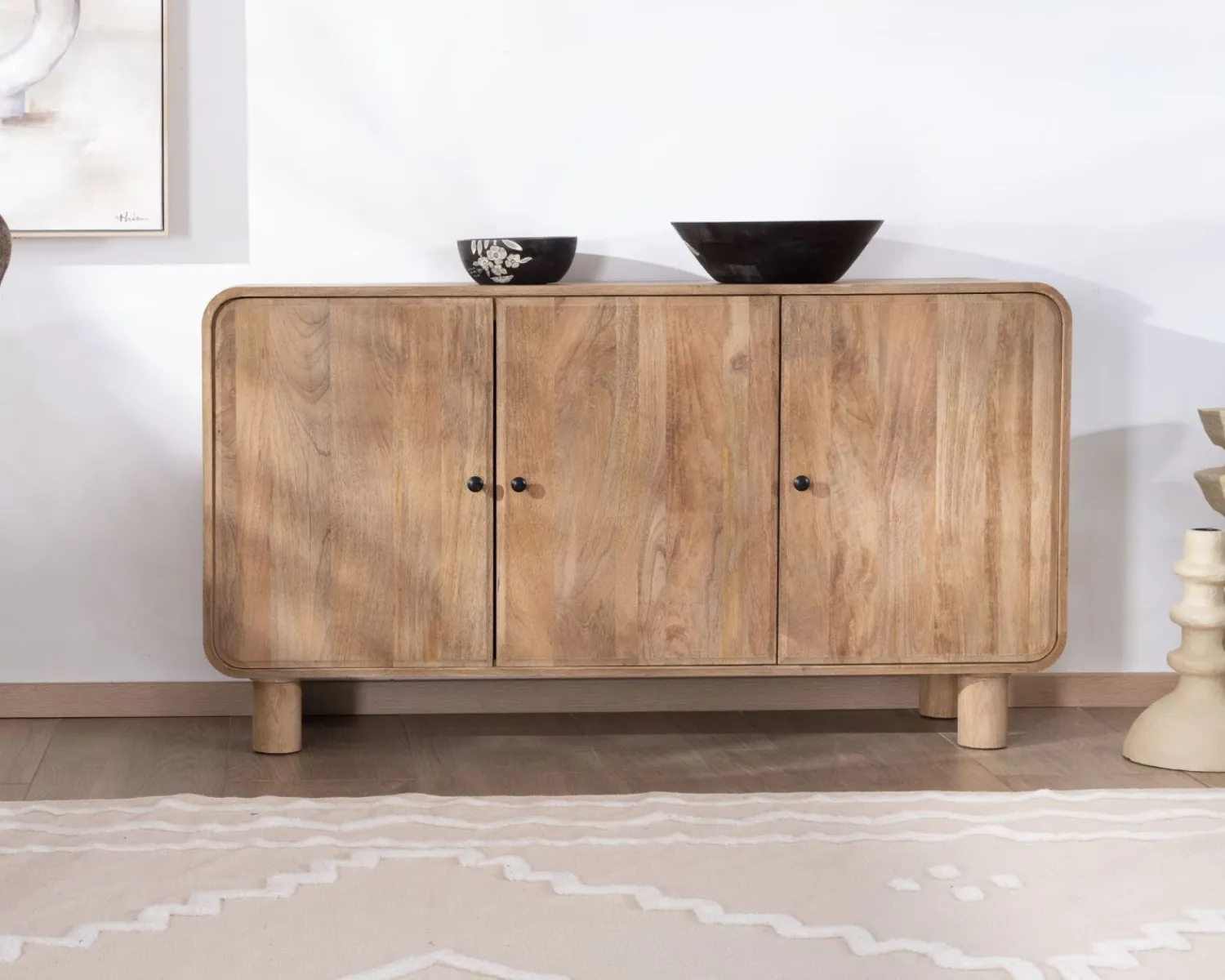Meuble House Buffet 140 cm style pop en manguier "Plume" 3 portes Hot