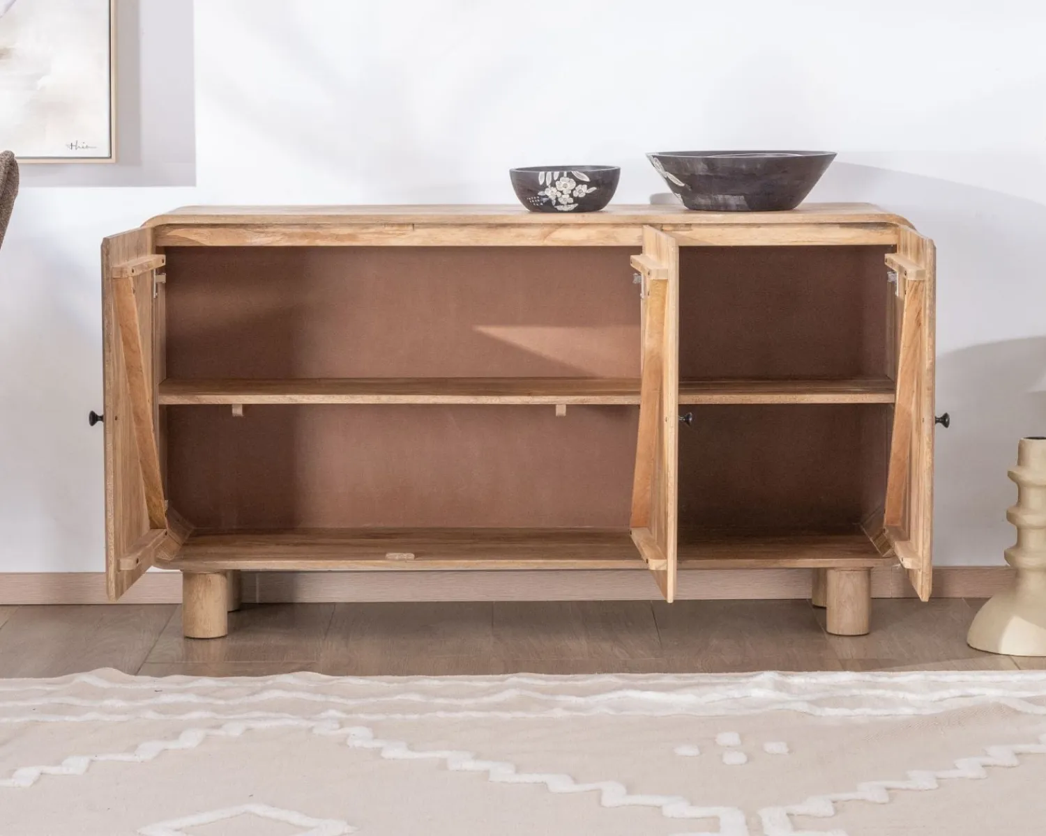 Meuble House Buffet 140 cm style pop en manguier "Plume" 3 portes Hot