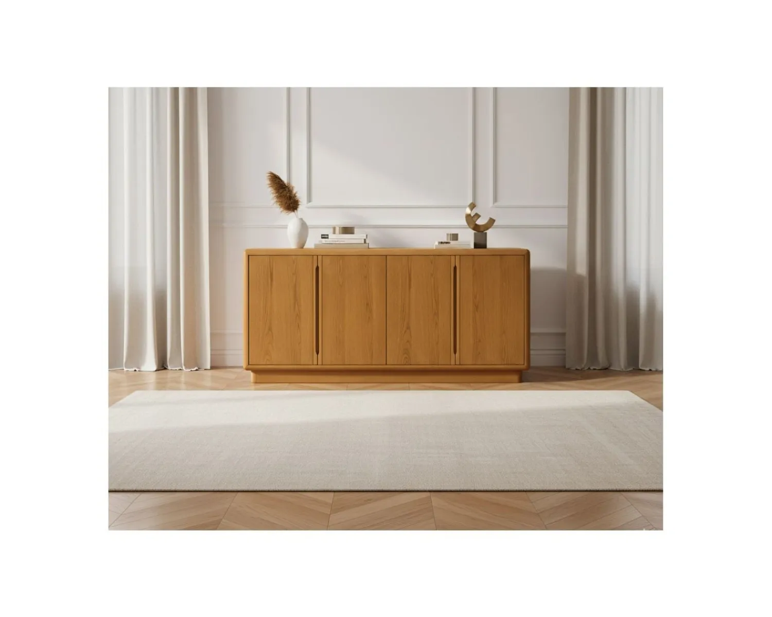 Meuble House Buffet contemporain 4 portes "Laumie" teinte chêne Discount