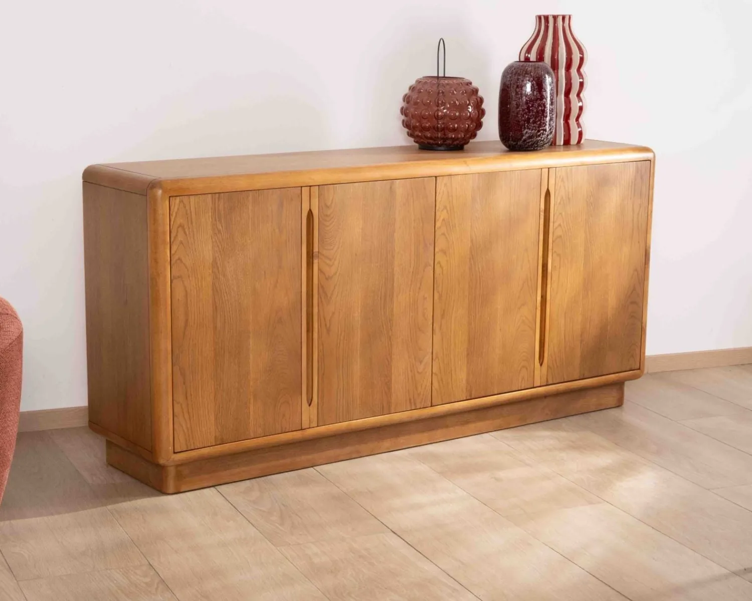 Meuble House Buffet contemporain 4 portes "Laumie" teinte chêne Discount