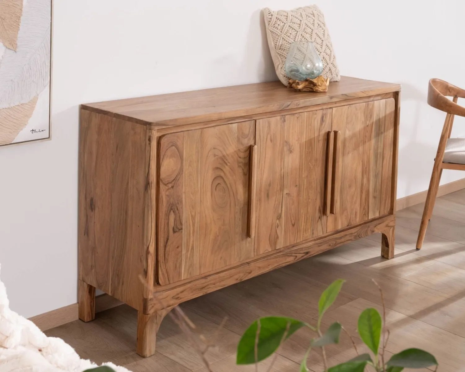 Meuble House Buffet design épuré en acacia "Melody" 3 portes 145 cm Online