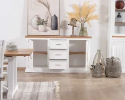 Meuble House Buffet en acacia blanc 165cm et plateau naturel "Trégastel" Online