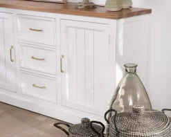 Meuble House Buffet en acacia blanc 165cm et plateau naturel 