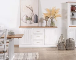 Meuble House Buffet en acacia blanc 165cm et plateau naturel 