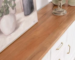 Meuble House Buffet en acacia blanc 165cm et plateau naturel 