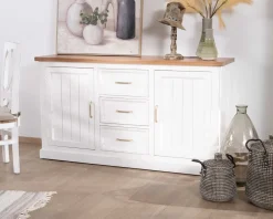 Meuble House Buffet en acacia blanc 165cm et plateau naturel 