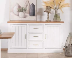 Meuble House Buffet en acacia blanc 165cm et plateau naturel 
