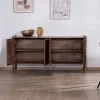 Meuble House Buffet en acacia massif "Yona" 4 portes design épuré Discount