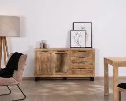 Meuble House Buffet en manguier avec décor strié noir réversible 