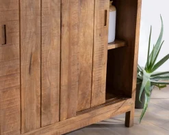 Meuble House Buffet haut 2 portes coulissantes en manguier massif "Aruna" style chaleureux Clearance