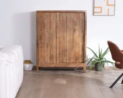 Meuble House Buffet haut 2 portes coulissantes en manguier massif 