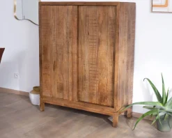 Meuble House Buffet haut 2 portes coulissantes en manguier massif 