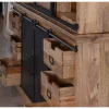 Meuble House Buffet haut style atelier portes coulissantes métal bois massif "Haden" Clearance