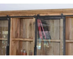 Meuble House Buffet haut style atelier portes coulissantes métal bois massif 