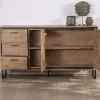 Meuble House Buffet industriel 160 cm en acacia "Baltik" avec portes, tiroirs et niches Online