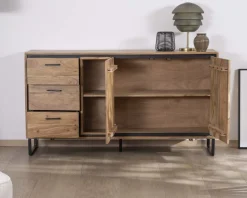 Meuble House Buffet industriel 160 cm en acacia "Baltik" avec portes, tiroirs et niches Online