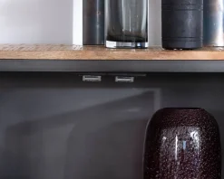 Meuble House Buffet industriel vitré en métal et bois exotique 180 cm 