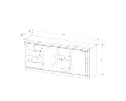 Meuble House Buffet métal et bois 200cm portes coulissantes 
