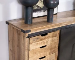 Meuble House Buffet métal et bois 200cm portes coulissantes 