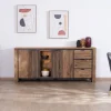 Meuble House Buffet multi-rangements avec étagères en verre "Enoa" en palissandre et acacia 200 cm Hot