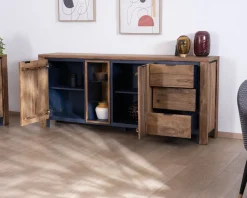 Meuble House Buffet multi-rangements avec étagères en verre 