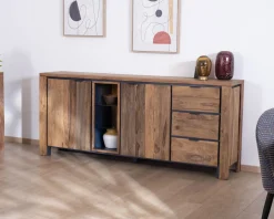 Meuble House Buffet multi-rangements avec étagères en verre 