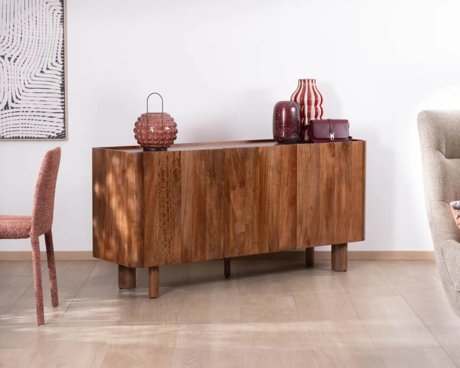 Meuble House Buffet 3 portes 170 cm en manguier massif "Malaké" design organique contemporain Best