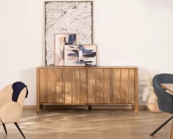 Meuble House Buffet 4 portes esprit zen en manguier massif naturel 4 portes « Sicaly » 180 cm Online