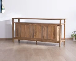 Meuble House Buffet 4 portes style Japandi en manguier massif "Haya" 200 cm Outlet