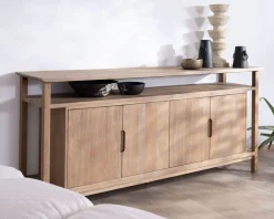 Meuble House Buffet 4 portes style Japandi en manguier massif 