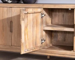 Meuble House Buffet 4 portes style Japandi en manguier massif 