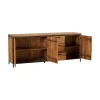 Meuble House Buffet 3 portes 3 tiroirs en teck massif et métal 195 cm "Roster" Best