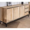 Meuble House Buffet épuré bicolore en manguier naturel et noir 180 cm "Bocca" 3 portes et tiroirs Discount
