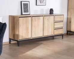 Meuble House Buffet épuré bicolore en manguier naturel et noir 180 cm 