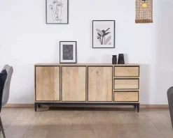 Meuble House Buffet épuré bicolore en manguier naturel et noir 180 cm 