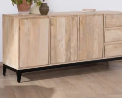 Meuble House Buffet épuré en manguier massif 180 cm 3 portes et tiroirs 