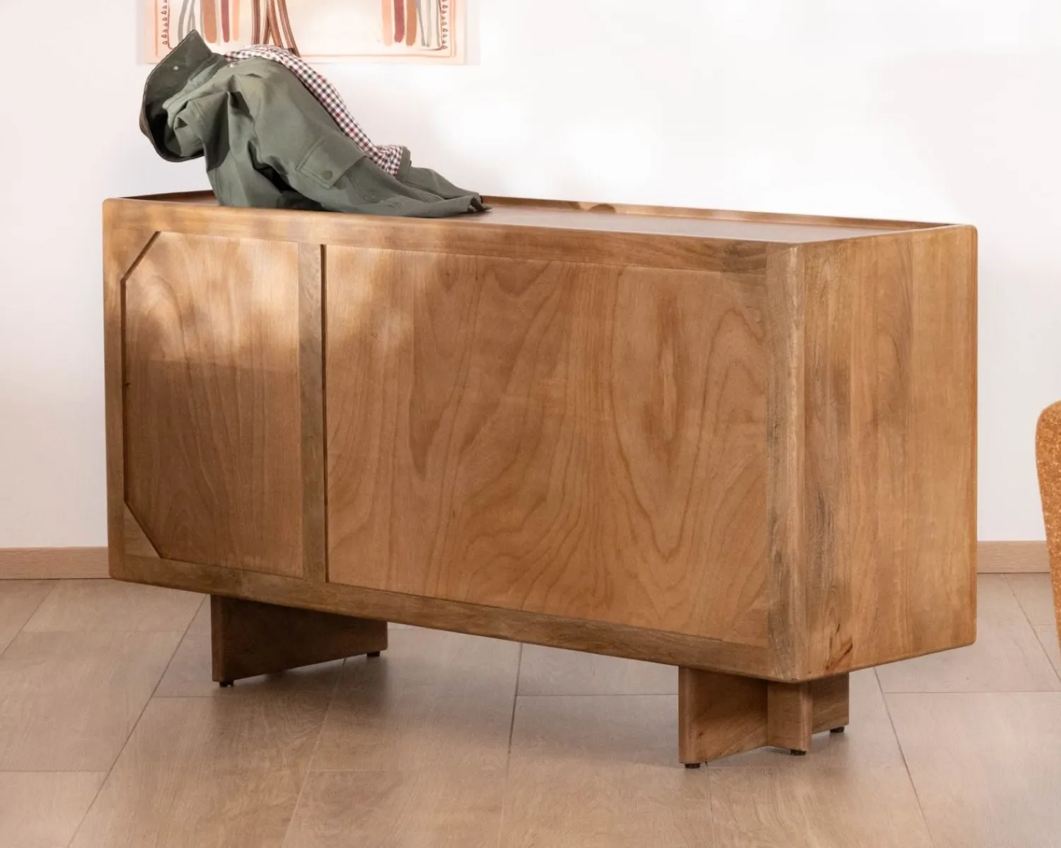 Meuble House Buffet rétro en manguier massif avec tiroirs finition naturelle "Odely" 150 cm New