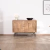 Meuble House Buffet rétro 2 portes façades à empiècements en acacia "Puzzle" 120 cm Best