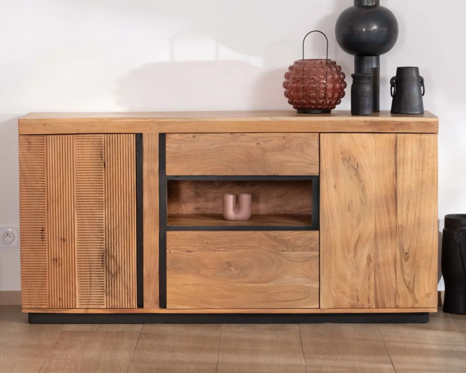 Meuble House Buffet ultra contemporain avec niche éclairage LED "Lumino" Discount