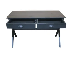 Meuble House Bureau noir en bois et métal 120cm 