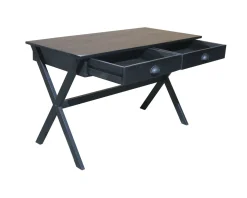 Meuble House Bureau noir en bois et métal 120cm 