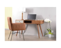 Meuble House Bureau vintage en palissandre tiroirs gris et bois 