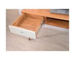 Meuble House Bureau vintage en palissandre tiroirs gris et bois 