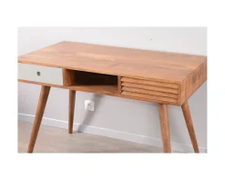 Meuble House Bureau vintage en palissandre tiroirs gris et bois 