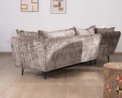 Meuble House Canapé angle gauche ultra confort en tissu chenillé doux gris cendre